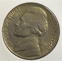 1940D Jefferson Nickel AU