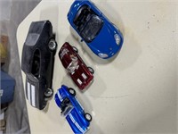 3 small diecast cars- lg 442 (missing front wheel)