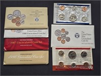 Various Dates Uncirculated Mint Sets (5) 1986-1992