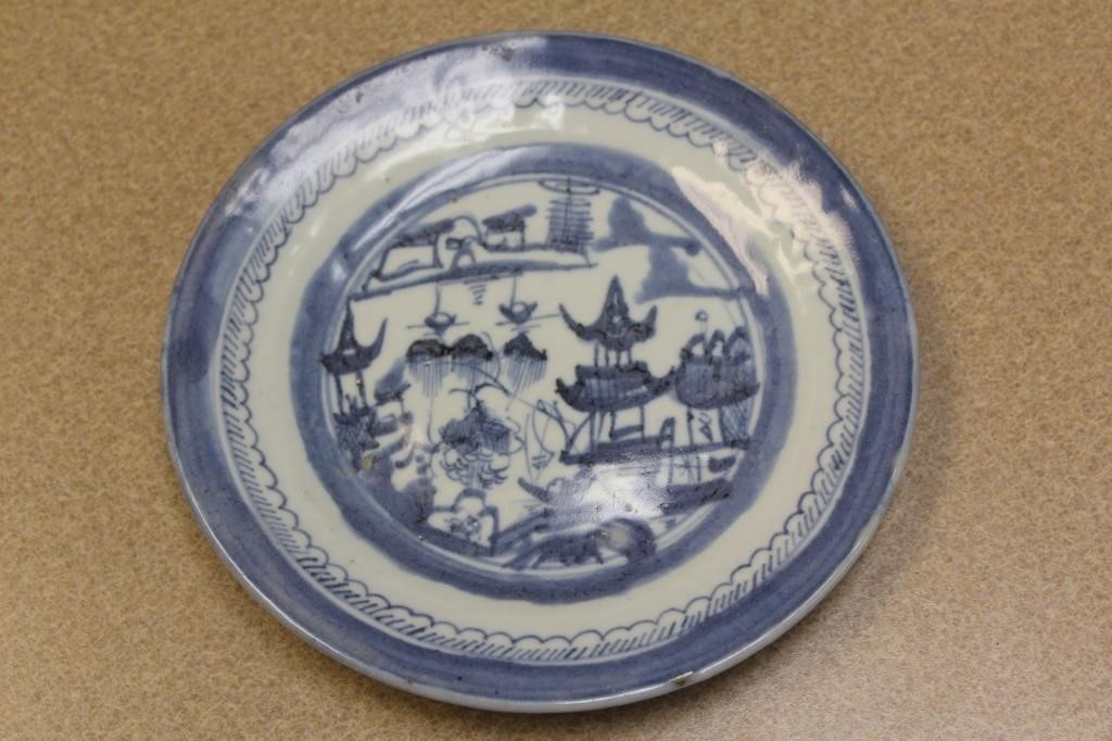 Chinese Canton Blue and White Export Plate