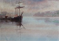 Graham Bryce, study of an old sailing ship