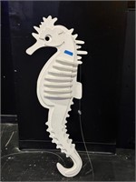 LARGE WHITE WOODEN SEAHORSE