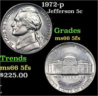 1972-p Jefferson Nickel 5c Grades GEM+ 5fs