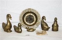 Brass Duck/Goose Décor 6 pices; Duck Keychain