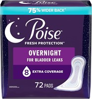 Poise Incontinence Pads  8 Drop  72 Pads (2x36)