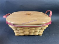 Large Longaberger Lidded Basket W/Handles