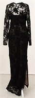 James Galanos Sequin and Lace Evening Gown