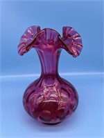 Fenton Cranberry Glass Vase