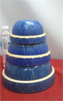 3pc stoneware cobalt blue mixing bowls