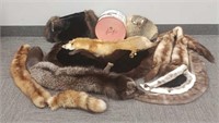 Group of vintage furs including muffs, fox stoles,