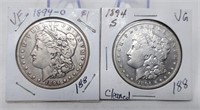 1894-O Silver Dollar VF; ’94-S Silver Dollar