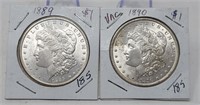1889, 1890 Silver Dollars Unc.
