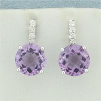 Italian Amethyst and Diamond Earrings in 18k White