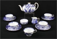 12pc Royal Crown Derby Blue Mikado Teapot Set