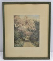 Wallace Nutting 'A Tunnel of Bloom' Watercolor