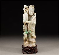 Jade Avalokitesvara statue of Qing Dynasty