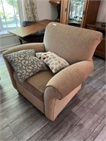 Two upholstered chairs and ottoman