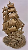 Sailing ship door stop, 9" tall, 6" wide,