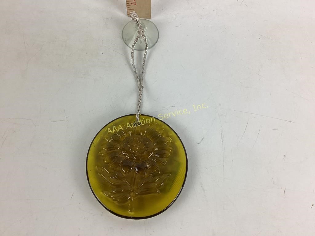 Yellow art glass sunflower sun catcher