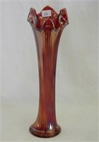 Fenton's Fine Rib 10" vase - red