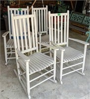 Four White Painted Rocking Chairs. 44" Tall. In