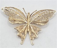 14K Gold Butterfly Brooch