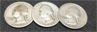 (3) Washington Silver Quarters: 1932 XF, 1934 XF,