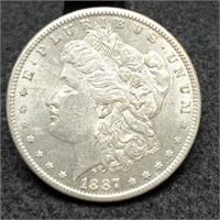 1887-S Morgan Silver Dollar, AU-58