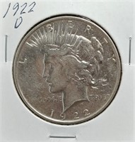 S: 1922-D VF30 PEACE DOLLAR