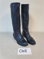 Vtg Women's Twenty Two Black Leather Boots - 39.5