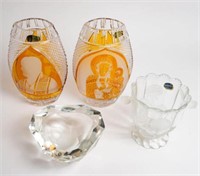 Lot of 4 Glass and Crystal Pcs.- Murano, etc.