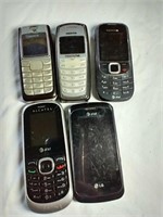 C3) Brick phones (5), Alcatel, Nokia, LG. Not