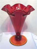 Fenton Amberina Trumpet Art Glass Vase