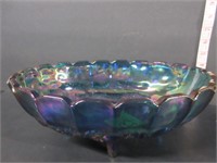 LARGE CARNIVAL GLASS FOOTED FRUIT BOWL