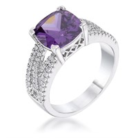 Cushion Cut 3.00ct Amethyst & White Topaz Ring