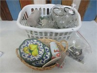 Large Lot of Glassware + in Laundry Basket