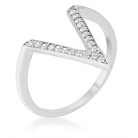 Unique .20ct White Sapphire V-shape Ring