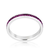 Elegant Round Cut 0.35ct Amethyst Eternity Band