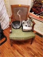 ANTIQUE CHAIR AND RADIOS