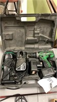 Hitachi cordless drill and work light two