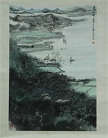 Chinese Ink Color Landscape Painting w Signature