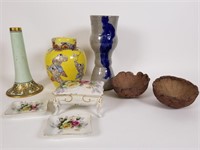Kalk porcelain trinket box, Noritake vase, etc