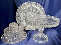 EAPG 11" Platter, Cake Stand & Cheese Dish