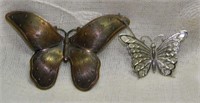 (2) Butterfly Brooches, one marked Sterling