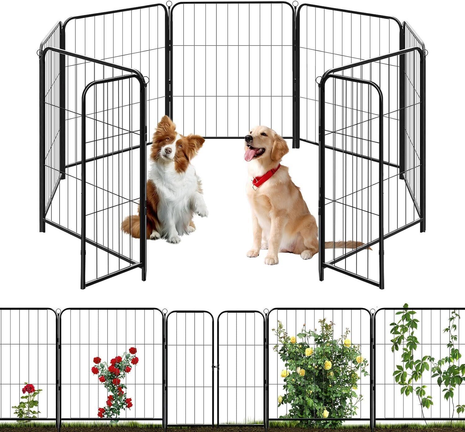 17.8ft L x 32in H Decorative Garden Fence  8 Panel