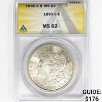 1890-S Morgan Silver Dollar ANACS MS62