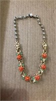 Vintage necklace orange roses