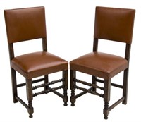 (2) CONTINENTAL OCHRE LEATHER SIDE CHAIRS