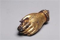 Iron Gold-Applied Buddhist Hand Boulder