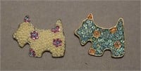 Two Beaded Scottie Dog Brooches